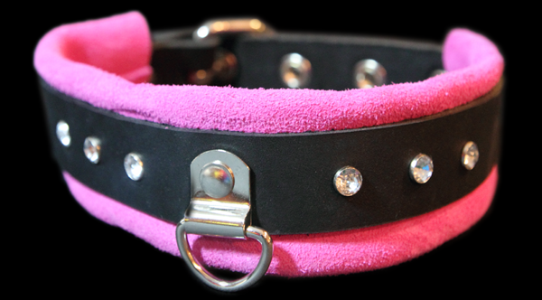 crystals choker leather
